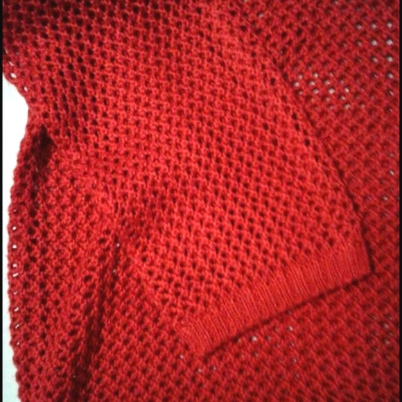 Vintage BFA Classics 90's Red Open-Knit Long Sleeve Oversized Boxy Sweater - Picture 4 of 6